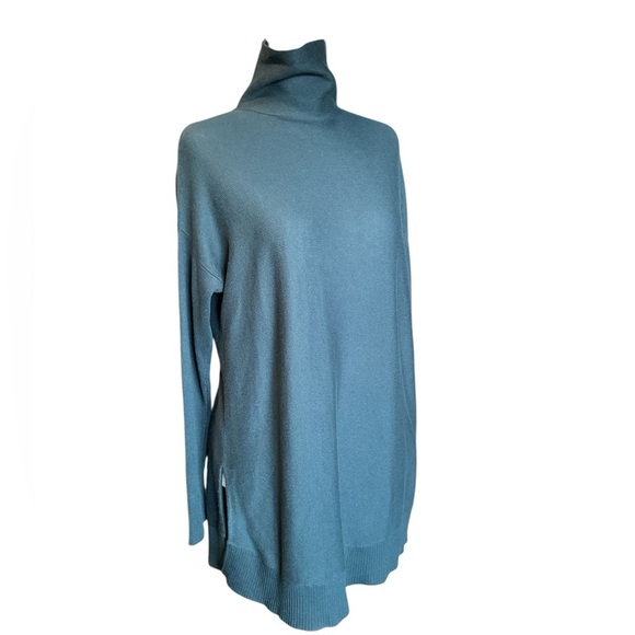 LOFT Mockneck Teal Tunic Sweater M EUC - Picture 2 of 7